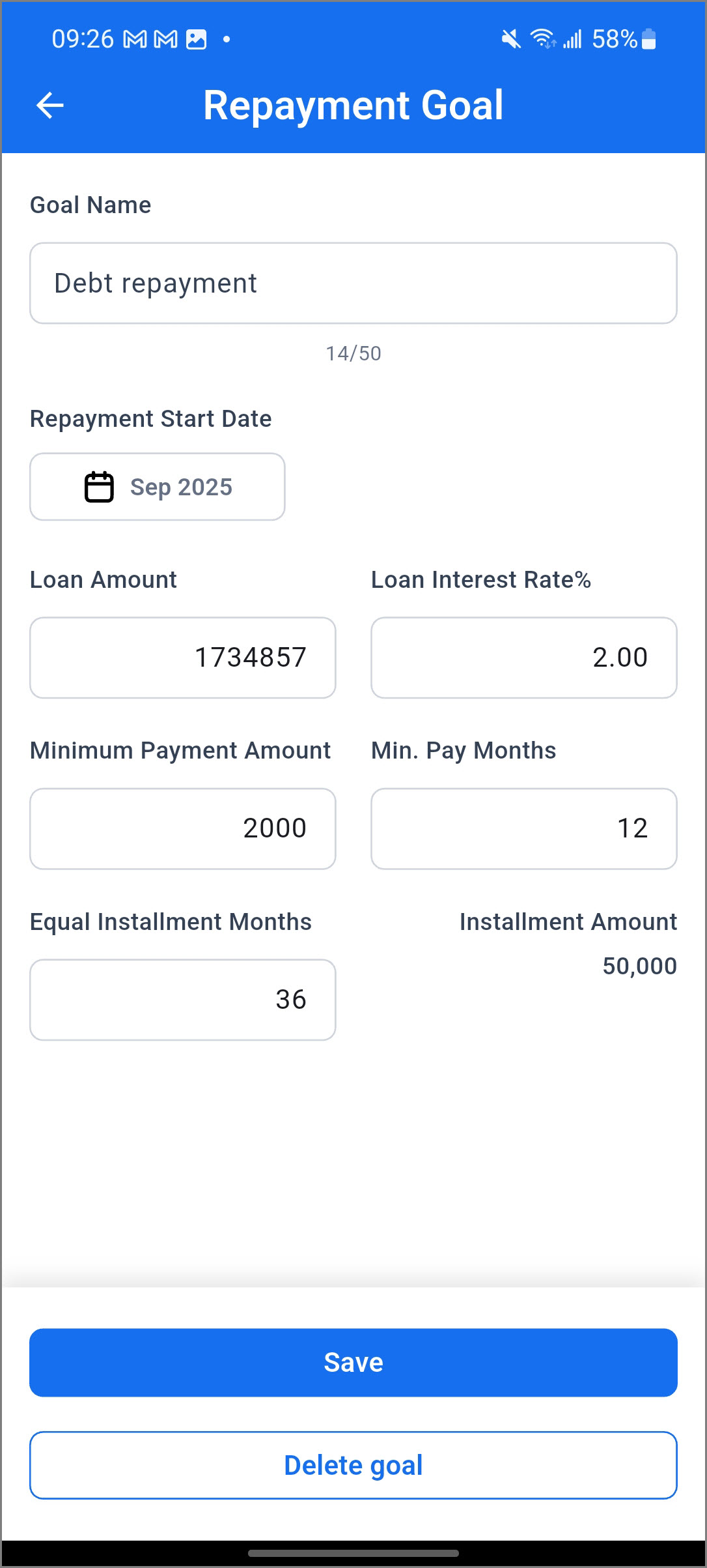 Repayment Goal